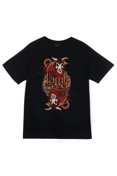 fame-stoned Lamb Of God Baskılı Unisex %100 Pamuk Siyah T-shirt ürün görseli 1