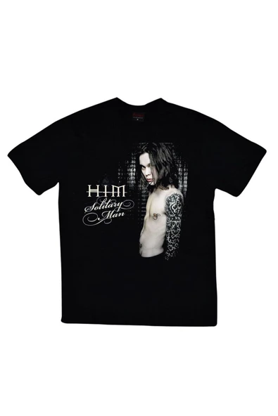 fame-stoned  Him Baskılı Unisex %100 Pamuk Siyah T-shirt ürün görseli