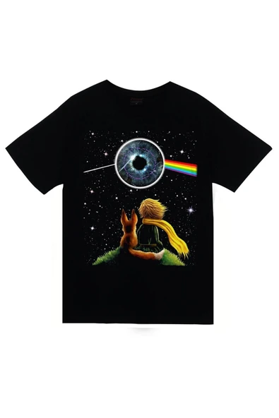 fame-stoned Pink Floyd Baskılı Unisex %100 Pamuk Siyah T-shirt ürün görseli