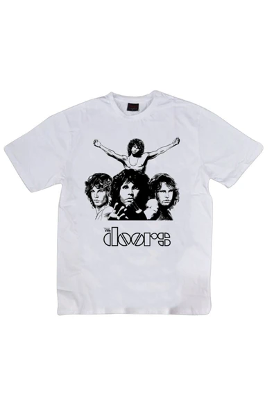fame-stoned  The Doors Baskılı Unisex %100 Pamuk Beyaz T-shirt ürün görseli 1