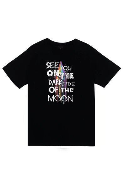 fame-stoned Pink Floyd Baskılı Unisex %100 Pamuk Siyah T-shirt ürün görseli