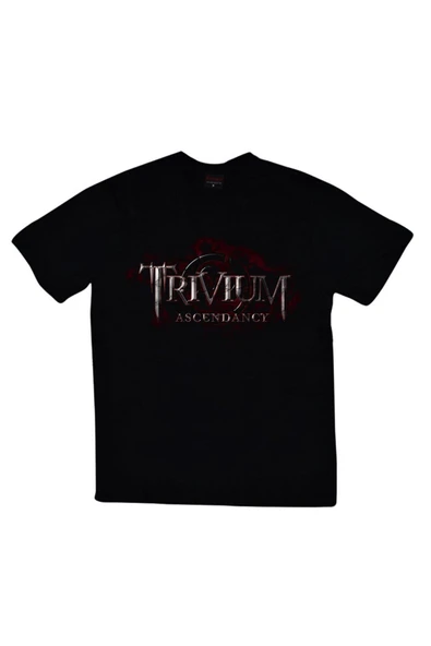 fame-stoned  Trivium Baskılı Unisex %100 Pamuk Siyah T-shirt ürün görseli