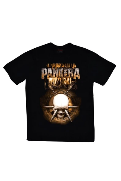 fame-stoned Pantera Baskılı Unisex %100 Pamuk Siyah T-shirt ürün görseli