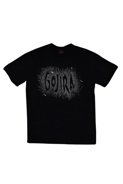 fame-stoned  Gojira Baskılı Unisex %100 Pamuk Siyah T-shirt ürün görseli 1