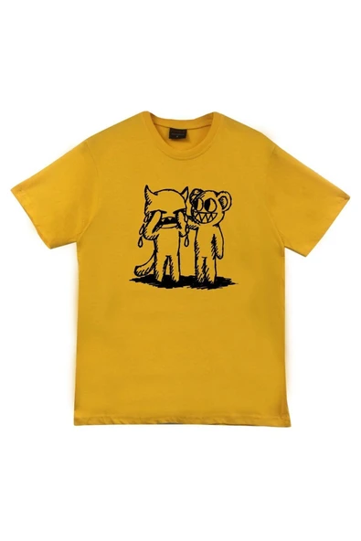 fame-stoned  Radiohead Baskılı Unisex %100 Pamuk Sarı T-shirt