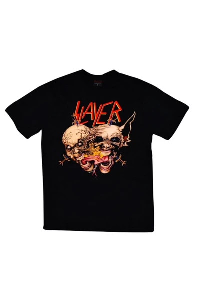 fame-stoned  Unisex Siyah Slayer Baskılı T-shirt ürün görseli 1