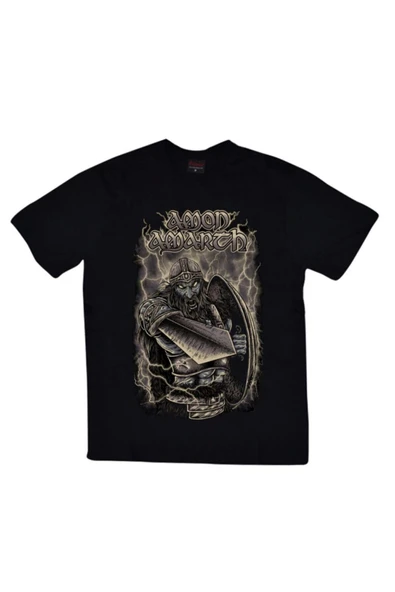 fame-stoned  Amon Amarth Baskılı Unisex %100 Pamuk Siyah T-shirt ürün görseli