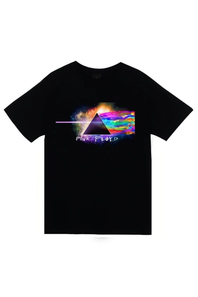 fame-stoned Pink Floyd Baskılı Unisex %100 Pamuk Siyah T-shirt ürün görseli