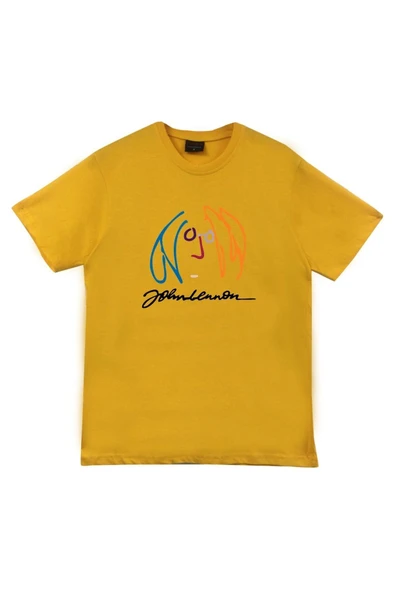 fame-stoned  The Beatles Baskılı Unisex %100 Pamuk Sarı T-shirt ürün görseli