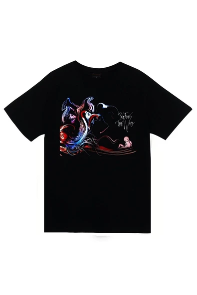 fame-stoned Pink Floyd Baskılı Unisex %100 Pamuk Siyah T-shirt ürün görseli