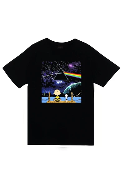 fame-stoned  Pink Floyd Baskılı Unisex %100 Pamuk Siyah T-shirt ürün görseli
