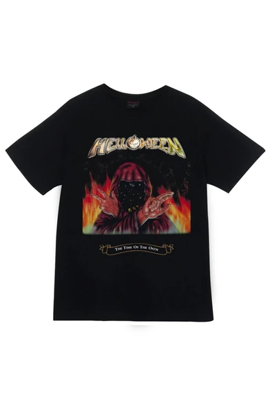 fame-stoned Helloween Baskılı Unisex %100 Pamuk Siyah T-shirt ürün görseli