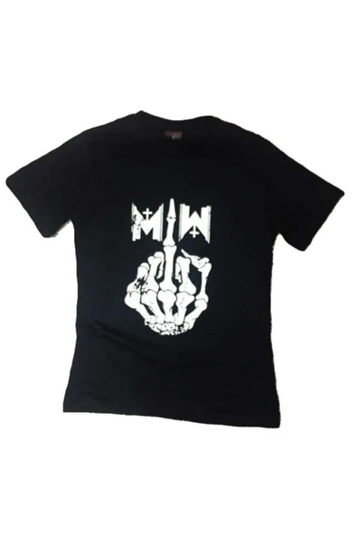 fame-stoned  Kadın Siyah Moiıonless In White Baskılı T-Shirt
