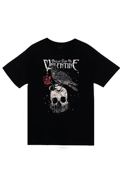 fame-stoned  Bullet For My Valentine Baskılı Unisex %100 Pamuk Siyah T-shirt