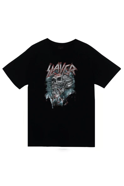 fame-stoned Slayer Baskılı Unisex %100 Pamuk Siyah T-shirt ürün görseli