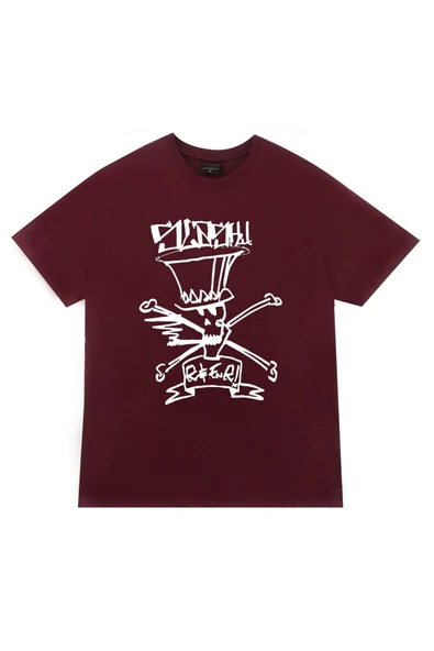 fame-stoned  Guns N Roses Baskılı Unisex %100 Pamuk Bordo T-shirt