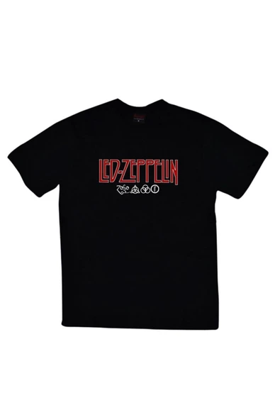 fame-stoned  Unisex Siyah Led Zeppelin Baskılı T-shirt ürün görseli