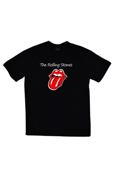 fame-stoned  Unisex Siyah The Rolling Stones Baskılı T-shirt ürün görseli 1