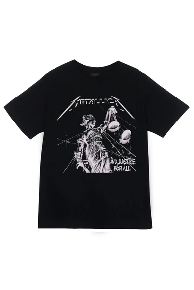 fame-stoned Metallica Baskılı Unisex %100 Pamuk Siyah T-shirt ürün görseli