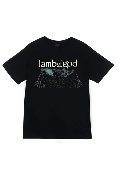 fame-stoned Lamb Of God Baskılı Unisex %100 Pamuk Siyah T-shirt ürün görseli