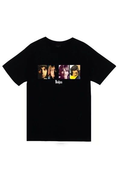 fame-stoned The Beatles Baskılı Unisex %100 Pamuk Siyah T-shirt ürün görseli