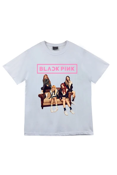 fame-stoned Blackpink Baskılı Unisex %100 Pamuk Beyaz T-shirt ürün görseli