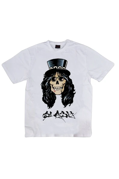 fame-stoned  Guns N Roses Baskılı Unisex %100 Pamuk Beyaz T-shirt