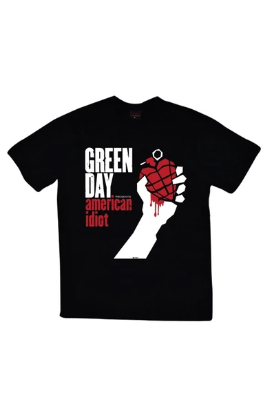 fame-stoned  Green Day Baskılı Unisex %100 Pamuk Siyah T-shirt ürün görseli
