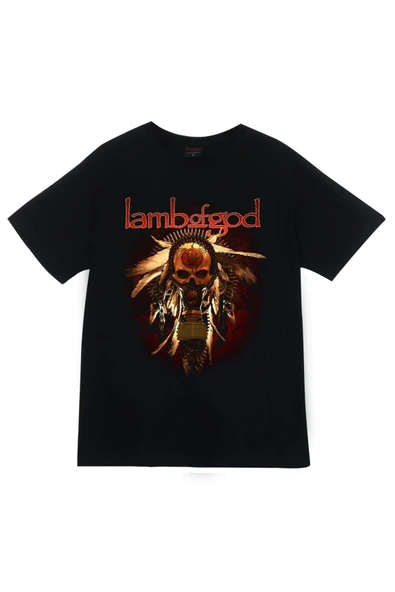 fame-stoned  Lamb Of God Baskılı Unisex %100 Pamuk Siyah T-shirt