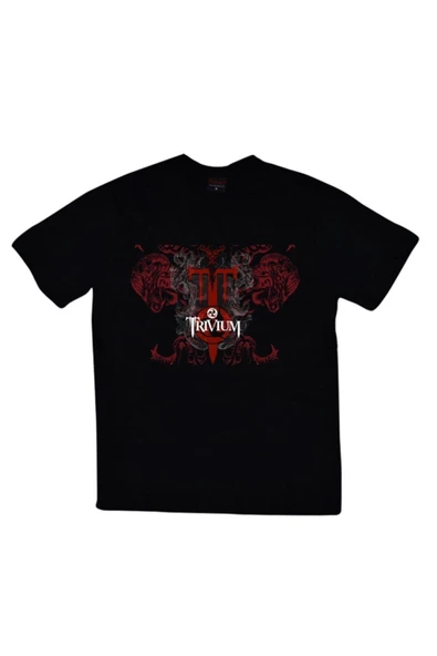 fame-stoned  Trivium Baskılı Unisex %100 Pamuk Siyah T-shirt ürün görseli 1