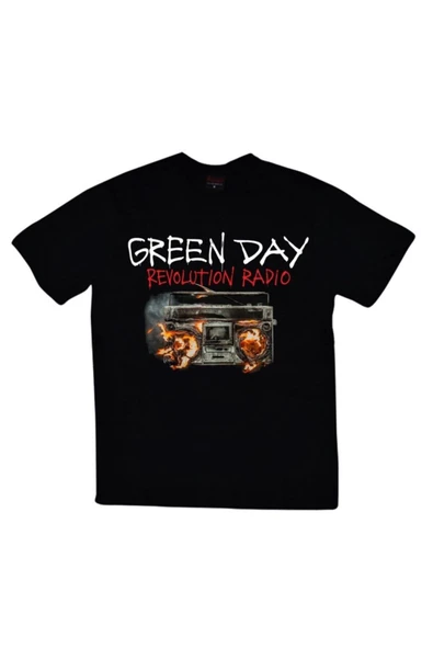 fame-stoned  Green Day Baskılı Unisex %100 Pamuk Siyah T-shirt ürün görseli