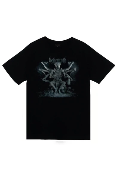 fame-stoned  Behemoth Baskılı Unisex %100 Pamuk Siyah T-shirt