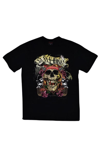 fame-stoned  Guns N Roses Baskılı Unisex %100 Pamuk Siyah T-shirt ürün görseli