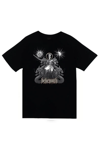 fame-stoned Behemoth Baskılı Unisex %100 Pamuk Siyah T-shirt ürün görseli
