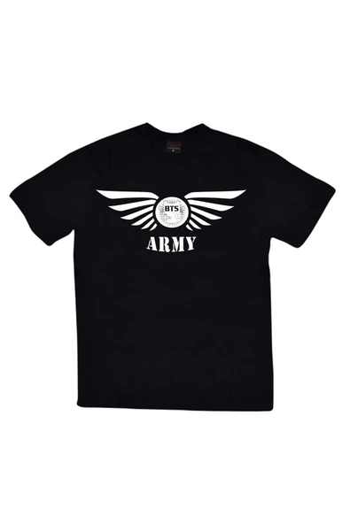 fame-stoned  Bts, K-pop Müzik Grubu Baskılı Unisex %100 Pamuk Siyah T-shirt ürün görseli
