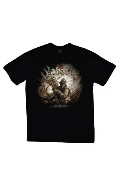 fame-stoned Sabaton Baskılı Unisex %100 Pamuk Siyah T-shirt ürün görseli