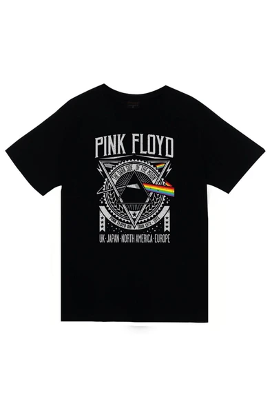 fame-stoned  Pink Floyd Baskılı Unisex %100 Pamuk Siyah T-shirt ürün görseli 1