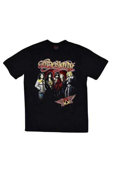 fame-stoned  Unisex Siyah Aerosmith Baskılı T-shirt ürün görseli