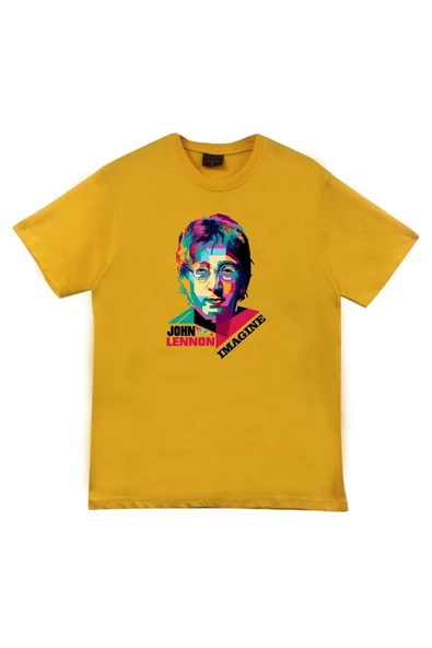 fame-stoned  The Beatles Baskılı Unisex %100 Pamuk Sarı T-shirt ürün görseli