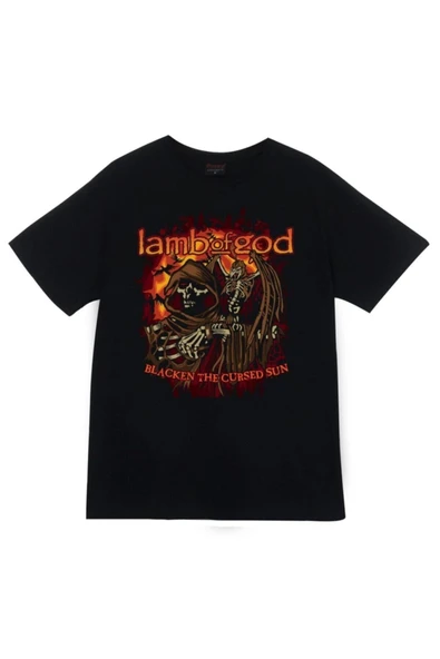 fame-stoned Lamb Of God Baskılı Unisex %100 Pamuk Siyah T-shirt ürün görseli