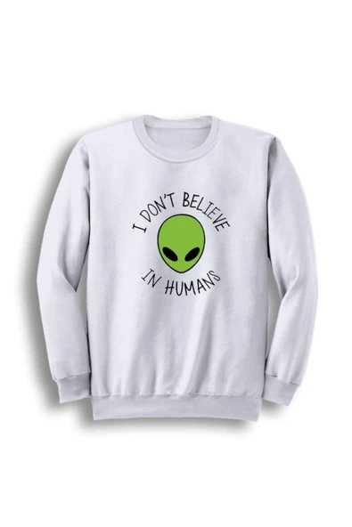 fame-stoned  Uzaylı Alien Baskılı Bisiklet Yaka Sweatshirt ürün görseli 1