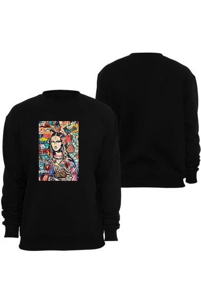 fame-stoned  Leonardo Da Vinci - Mona Lisa Baskılı Unisex Bisiklet Yaka Sweatshirt ürün görseli