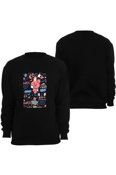 fame-stoned  Bt21 Bts Anime Baskılı Bisiklet Yaka Sweatshirt ürün görseli