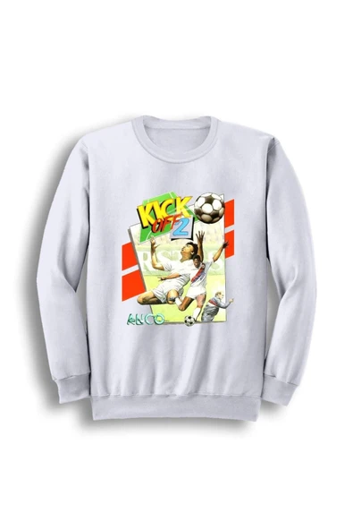 fame-stoned  Erkek Beyaz Kick Off Oyun Baskılı Bisiklet Yaka Sweatshirt ürün görseli 1