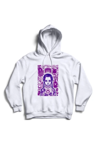 fame-stoned  Wednesday Baskılı Özel Tasarım Unısex Kapşonlu Sweatshirt ürün görseli 1