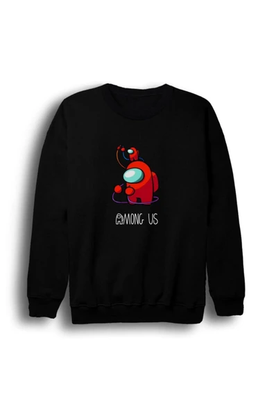 fame-stoned  Among Us Oyun Baskılı Bisiklet Yaka Sweatshirt ürün görseli