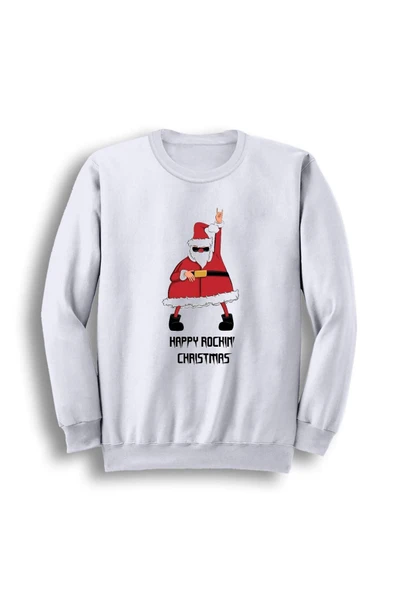 fame-stoned  Noel Baba Christmas Yeni Yıl Baskılı Bisiklet Yaka Sweatshirt ürün görseli