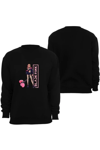 fame-stoned  Blackpink ( Kpop , Black Pink ) Baskılı Bisiklet Yaka Sweatshirt ürün görseli
