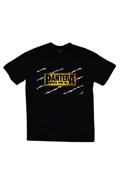fame-stoned Pantera Baskılı Unisex %100 Pamuk Siyah T-shirt ürün görseli