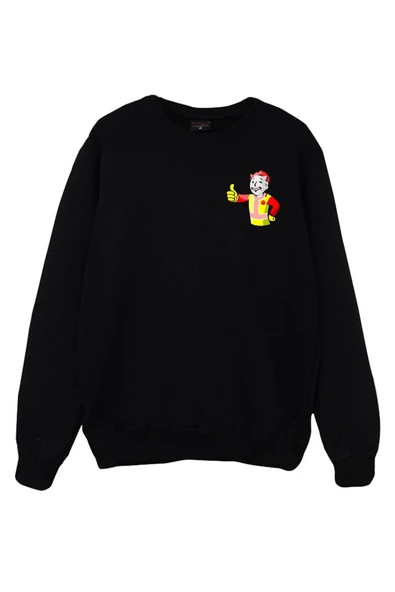 fame-stoned  Unisex Siyah Baskılı Bisiklet Yaka Sweatshirt ürün görseli